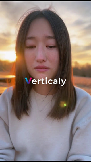 夕焼けを眺める女性、涙