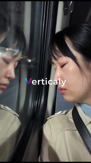 涙を流す女性、車窓の景色