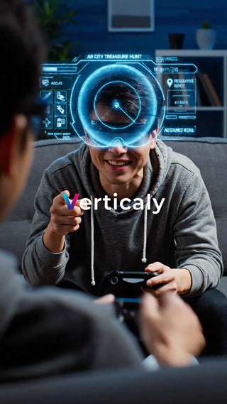 VRで宝探し、笑顔の男性