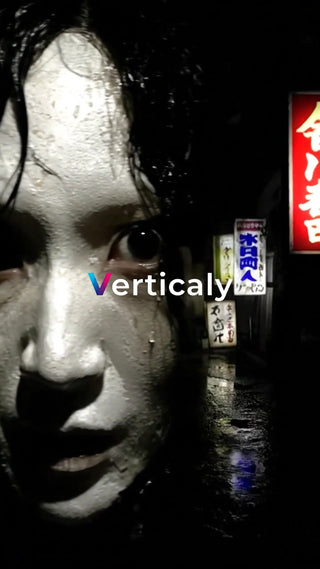 顔にペイント、夜の路地裏