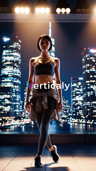 夜景をバックに踊る女性