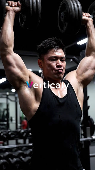 力強くダンベルを持ち上げる