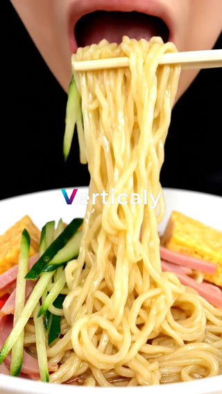 冷やし中華、食べる瞬間