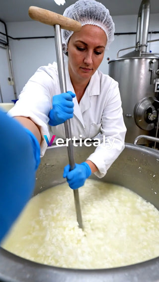 チーズ作りの様子、手作業