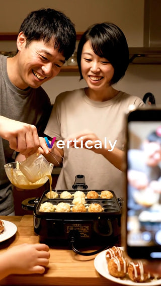 たこ焼き作りを楽しむ夫婦