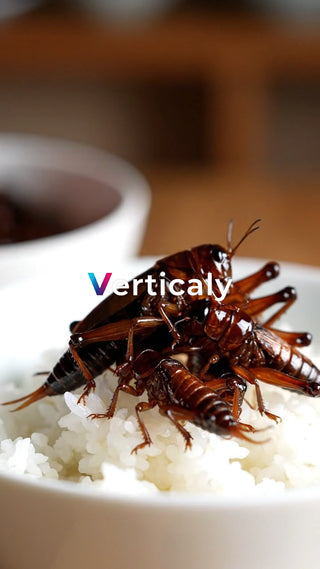 昆虫食、白米の上に