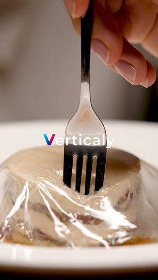 フォークが刺さる、透明フィルム