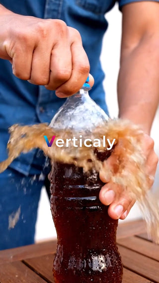 勢いよく吹き出すコーラ