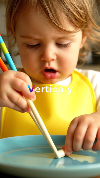 赤ちゃん、箸で挑戦