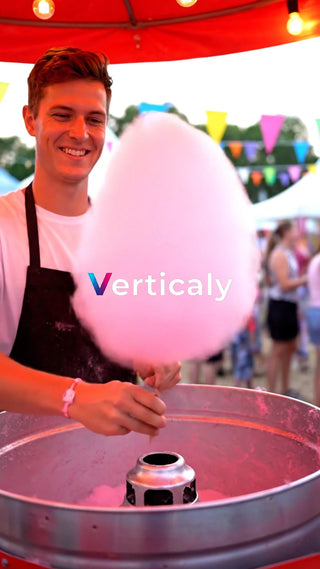 綿菓子を作る笑顔の男性