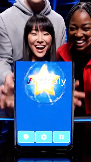 スマホ画面と笑顔の女性