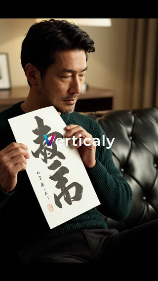 書道作品を鑑賞する男性