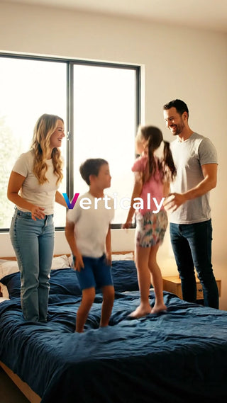 家族でベッドの上でジャンプ