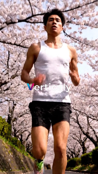 ランニング、桜並木の下で