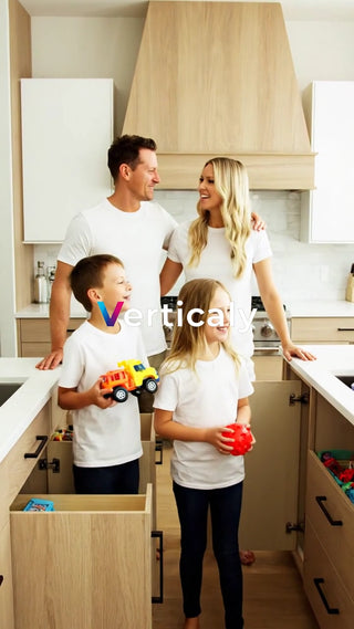 家族の笑顔、新しいキッチン
