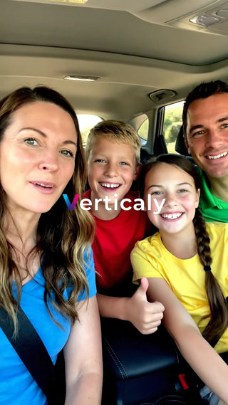 家族のドライブ、笑顔が眩しい