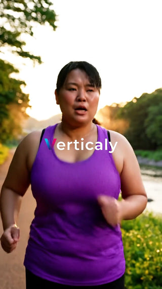 ランニングする女性、夕暮れ時