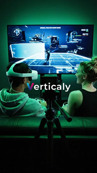 VRゲームを楽しむ二人、夜の部屋