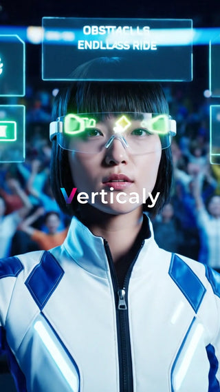 未来都市を駆ける女性