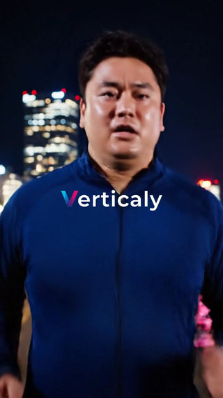 夜の街を走る男性