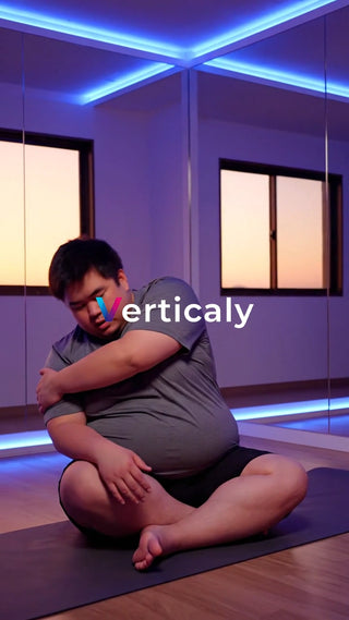 肩をストレッチする男性