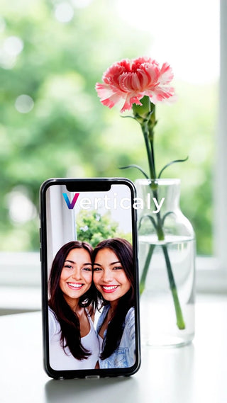 スマホを持つ二人の笑顔