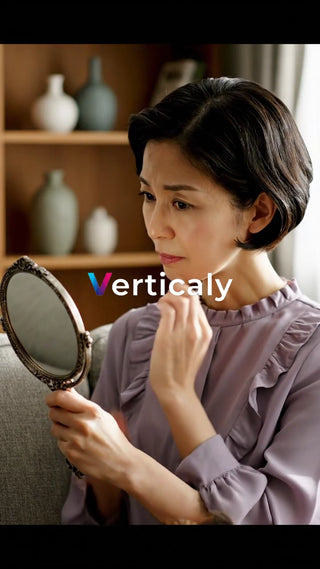 鏡を見る女性、身だしなみを整える