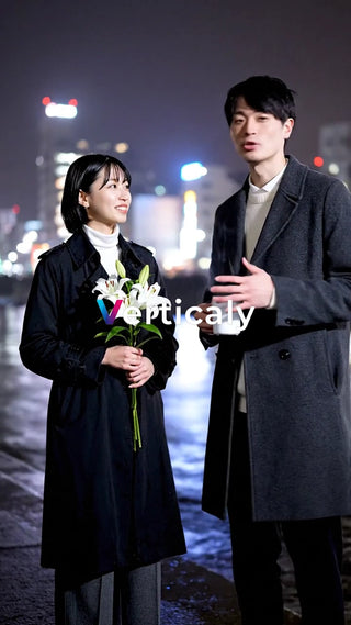 夜の街、寄り添う二人