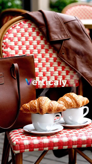 カフェの朝、クロワッサンとコーヒー