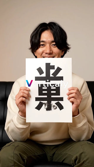 書道パフォーマンス、笑顔の男性