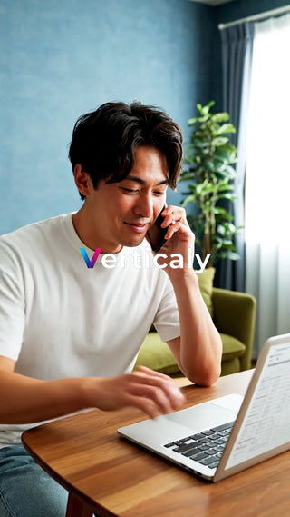 電話で話す男性、在宅ワーク