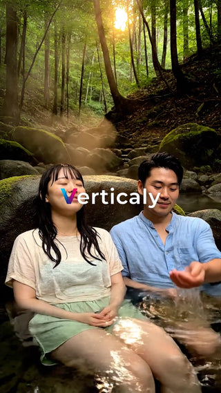 清流で涼む二人、夏のひととき