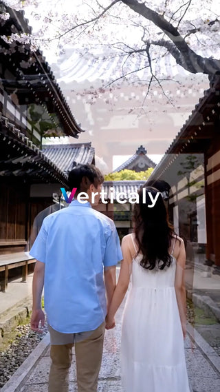 手をつなぐ二人、古都散歩