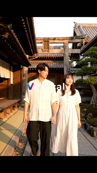 古都散策、手をつなぐ二人