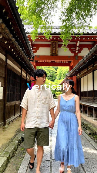 手をつなぐ二人の散歩