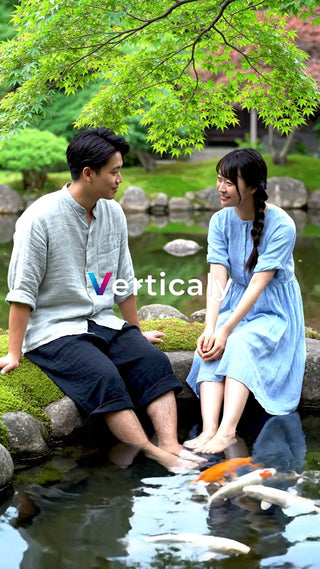 水面に足を浸す二人