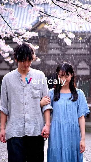 雨の中、寄り添う二人