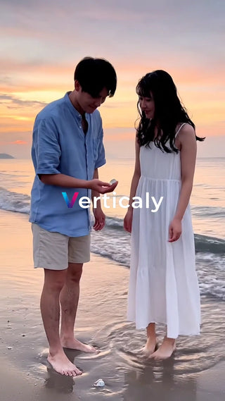 海辺デートの夕暮れ