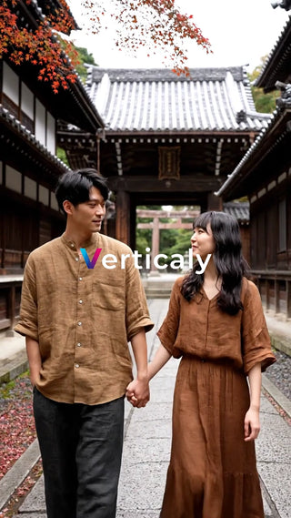 手をつなぎ散歩する二人