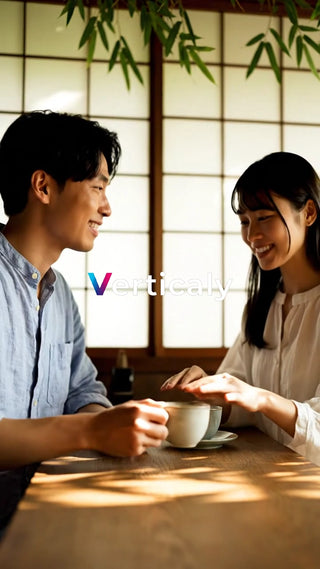 カフェで会話を楽しむ二人