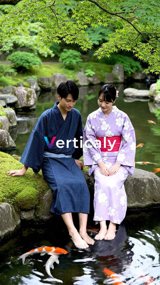 池畔でくつろぐ二人