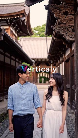 手をつなぐ二人、古都散歩