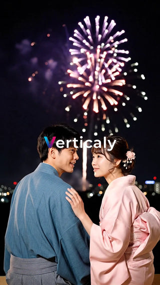 花火を眺める浴衣姿の二人