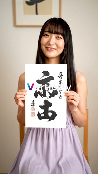 書道をする女性