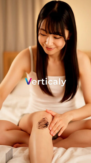 膝にクリームを塗る女性