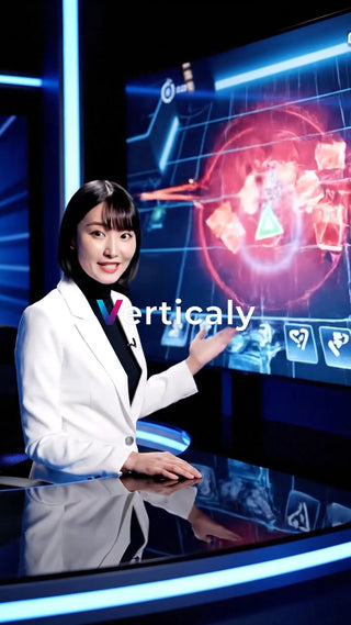 発表する女性、資料を指す